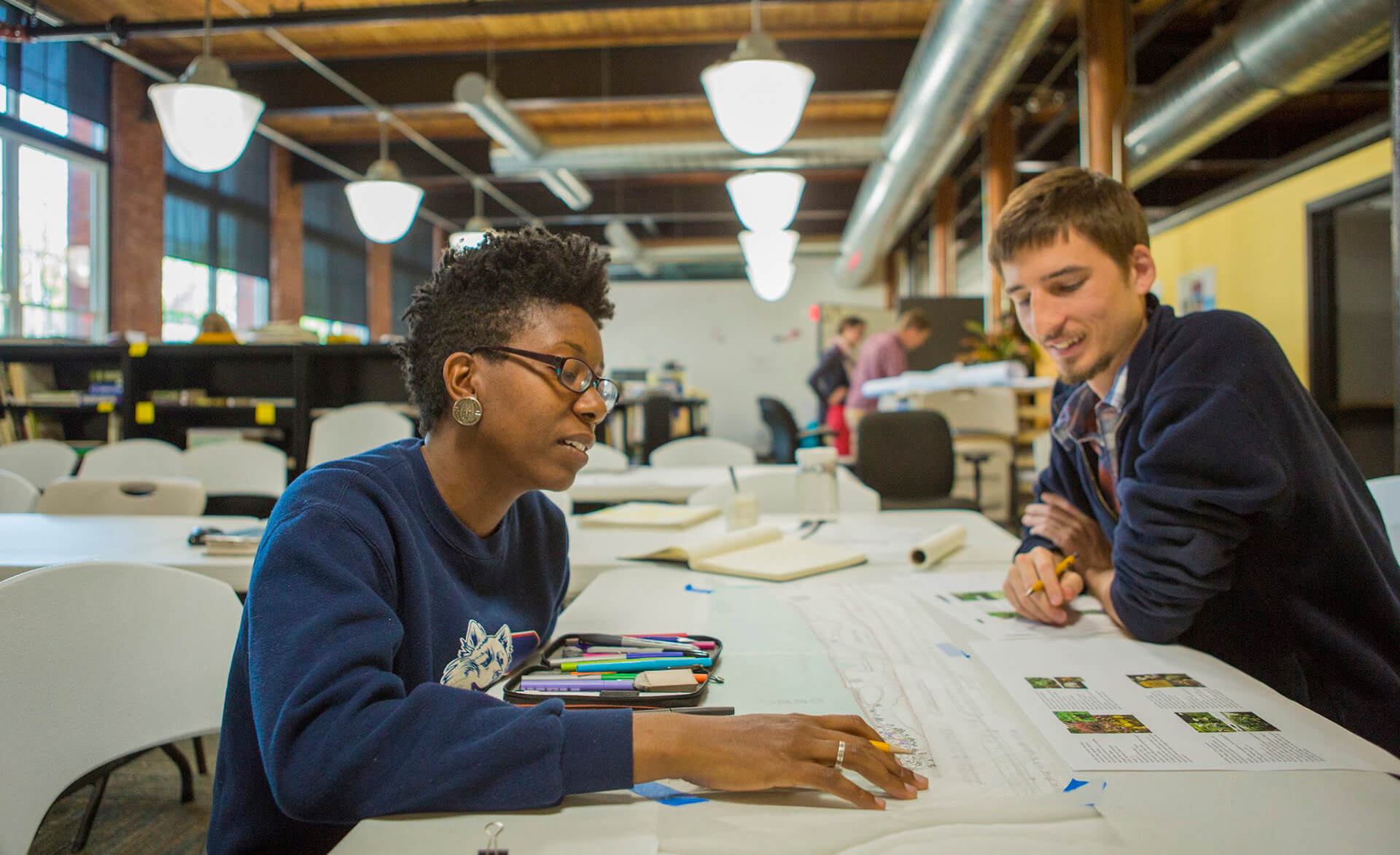 Conway students working on a design project