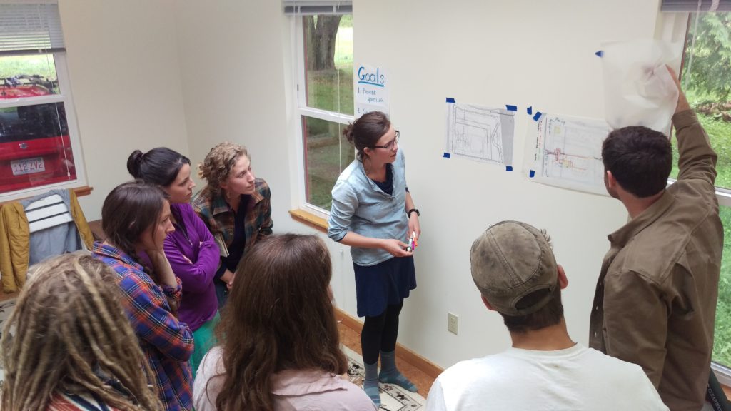NCI staff and students practiced ecological design in a workshop held at the Blue House. Photo credit: Joshua Porter
