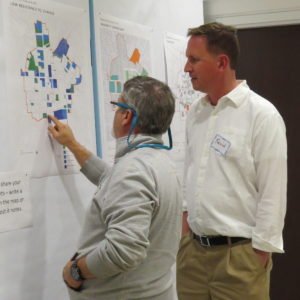 Kevin right at a community meeting