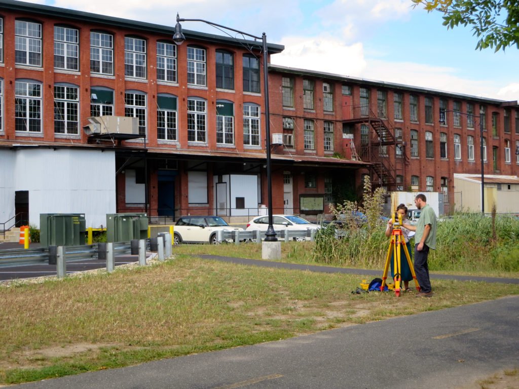 Bas Gutwein from Regenerative Design Group taught surveying class in the park behind Mill 180.