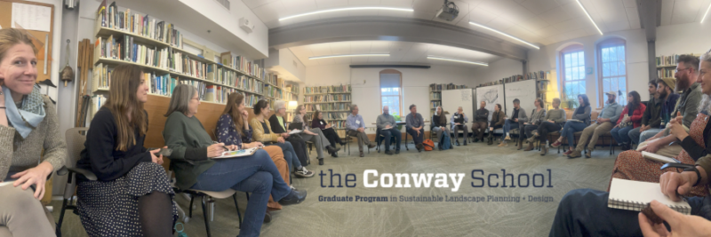 Students faculty and reviewers convene after fall presentations.